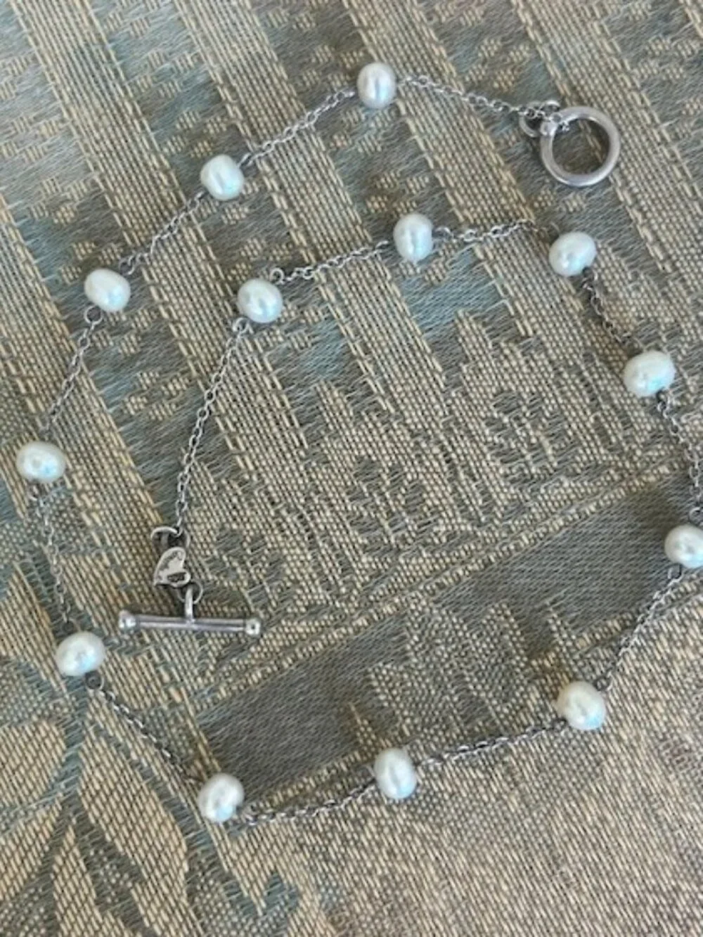 CAROLEE Sterling Silver Freshwater Pearl & Toggle Clasp NECKLACE_9